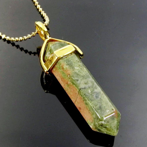 Unakite Jasper Gemstone Pendant Necklace